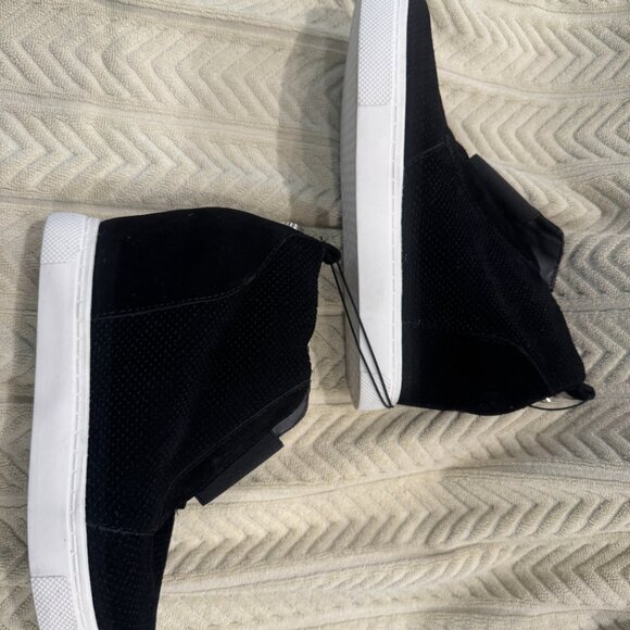 NEW, no box Steve Madden Flavy Suede Wedge Ankle Bootie Women’s 9 Black Side Zip - Picture 4 of 7